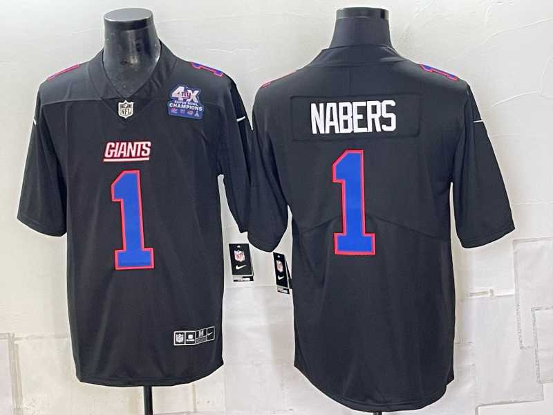 Men New York Giants #1 Nabers black Nike 2026 NFL Game Jersey 0931006
